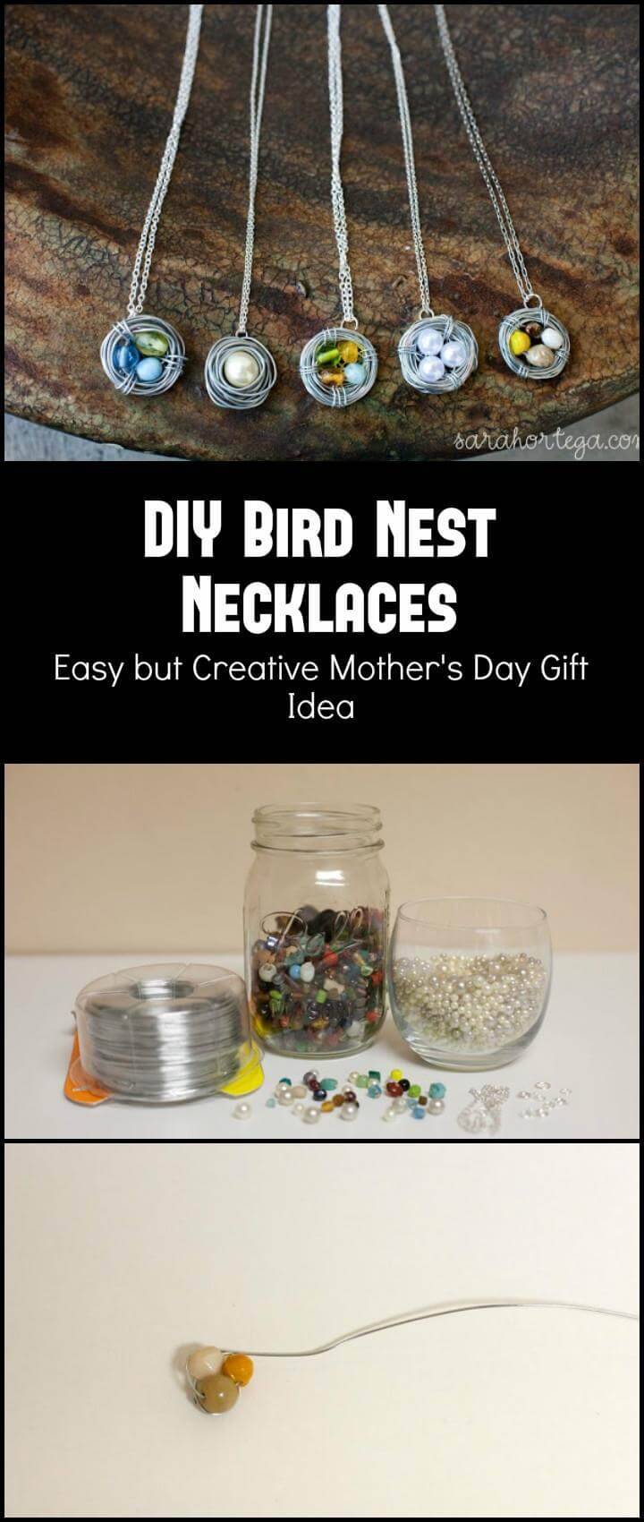 DIY brilliant bird nest necklace Mother's Day gift idea